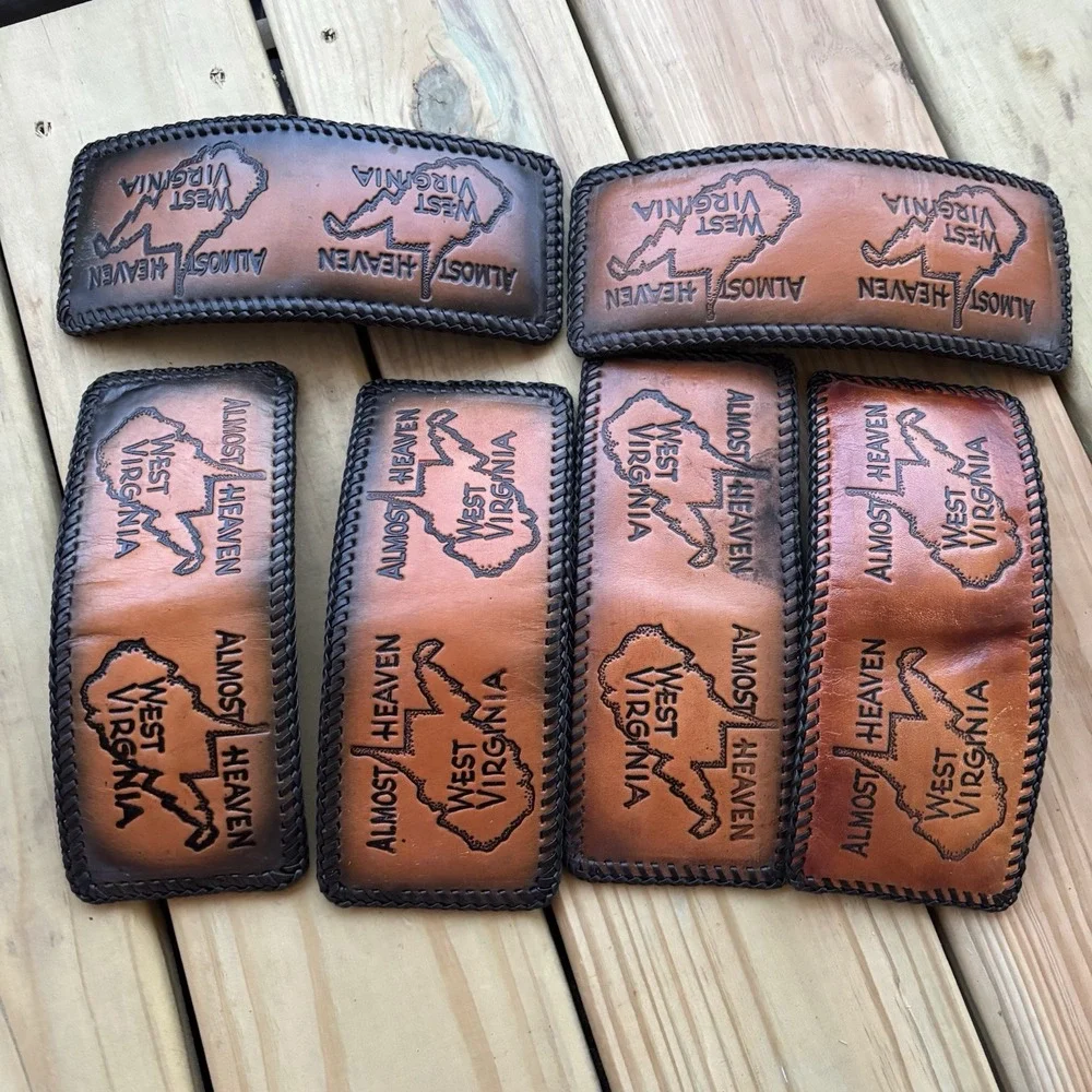 Vintage West Virginia Leather Wallet Bi Fold Whipstitch Hand Tooled Almost Home